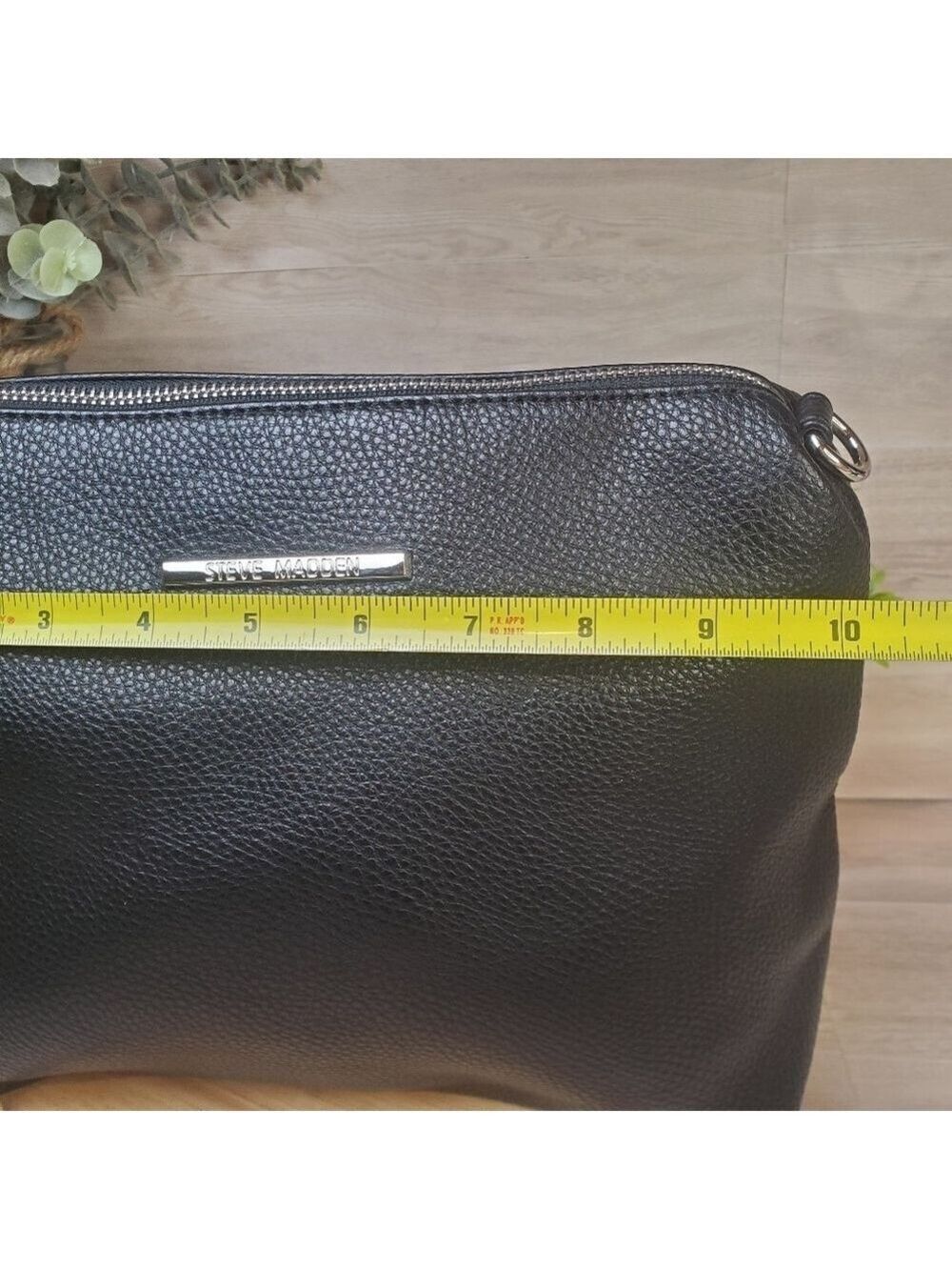 Steve Madden Black Pebble Leather Clutch Purse Medium Travel Bag - Picture 4 of 10